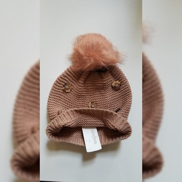 Neiman Marcus Accessories - New Neiman Marcus Dotty Floral Pom Beanie Hats